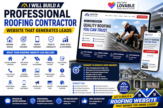 build a professional roofing contractor website that generates leads