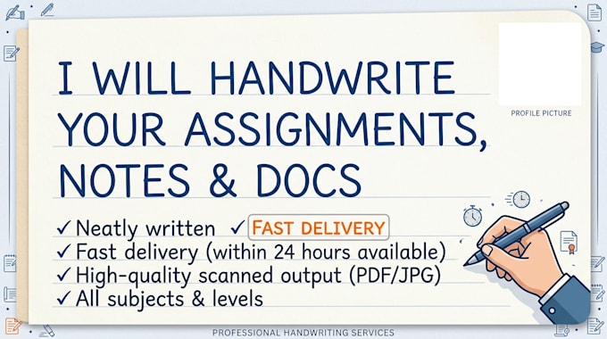 write your hand written assignments, notes and documents