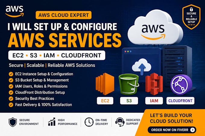 set up and configure AWS ec2 s3 iam and cloudfront
