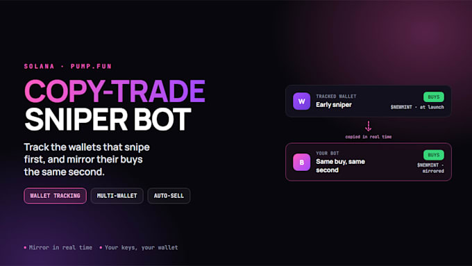 build a solana copy trading sniper bot to mirror wallets, crypto trading bot