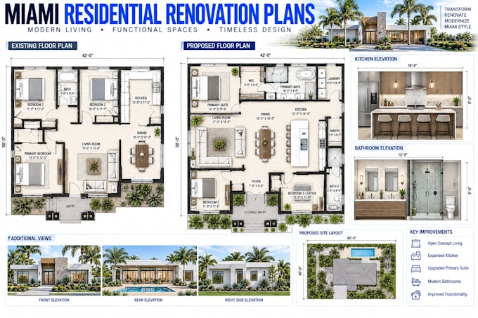 create miami residential renovation plans and space layouts