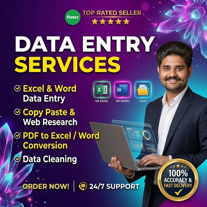 do professional data entry web research and copy paste work
