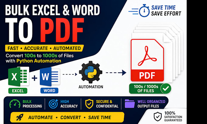 bulk convert excel and word files to PDF using automation
