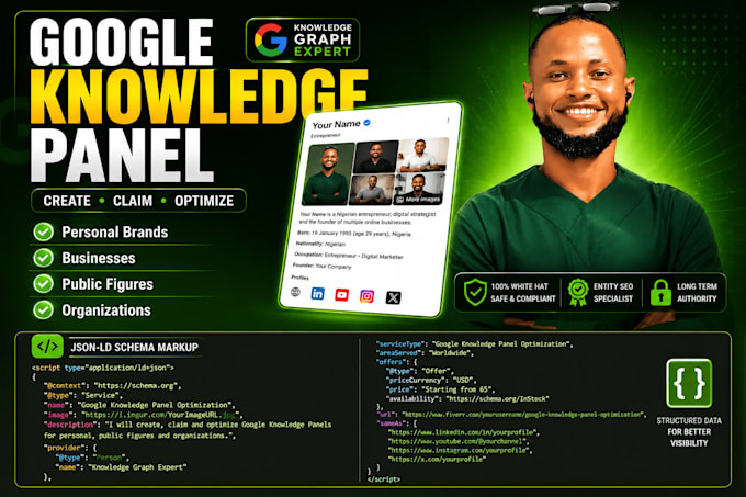 implement schema markup json ld structured data for google knowledge panel page