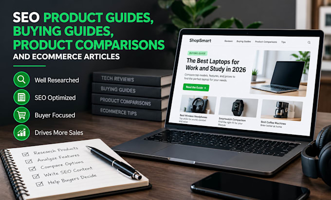 write SEO product or buyers guides, product comparisons and ecommerce articles