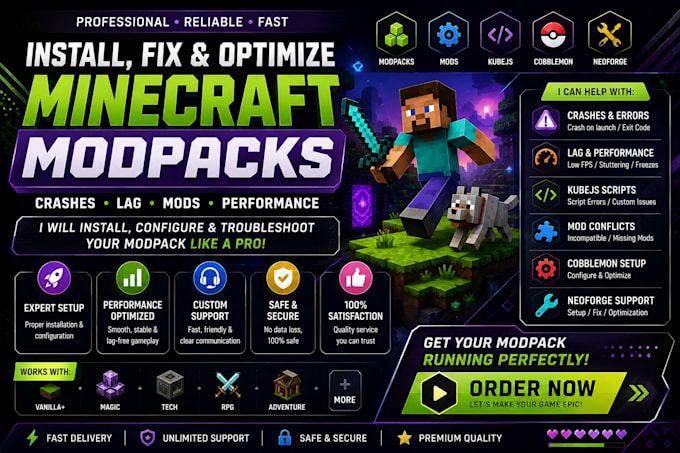 install modpack crash lag kubejs cobblemon neoforge mods troubleshoot minecraft
