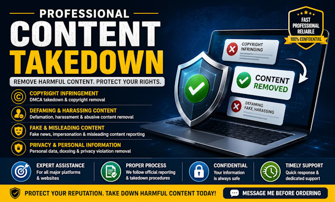 remove defaming, harassing, copyright, infringing, leaked content from internet
