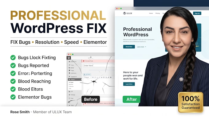 fix wordpress issues, errors, bugs and elementor problems