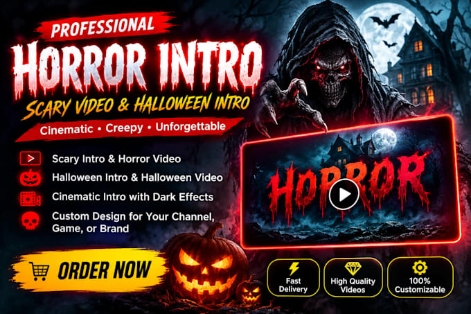 create cinematic halloween scary horror intro video