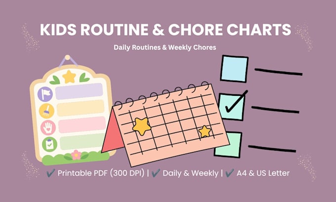 design custom kids daily routine and chore charts