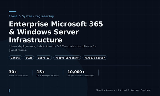 support to manage and fix microsoft 365, intune, ad, and windows server issues