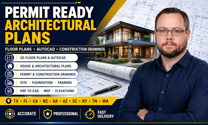 architectural drawings 2d floor plan site plan city permit autocad texas florida