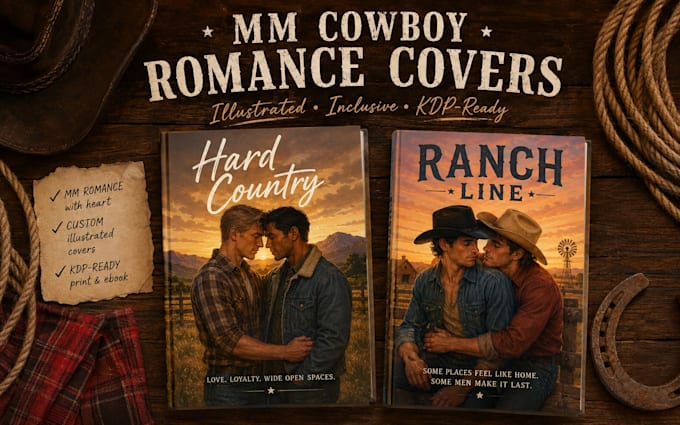 design an mm queer cowboy romance book cover
