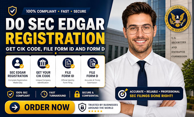 do sec edgar registration, get cik code, file form id and form d