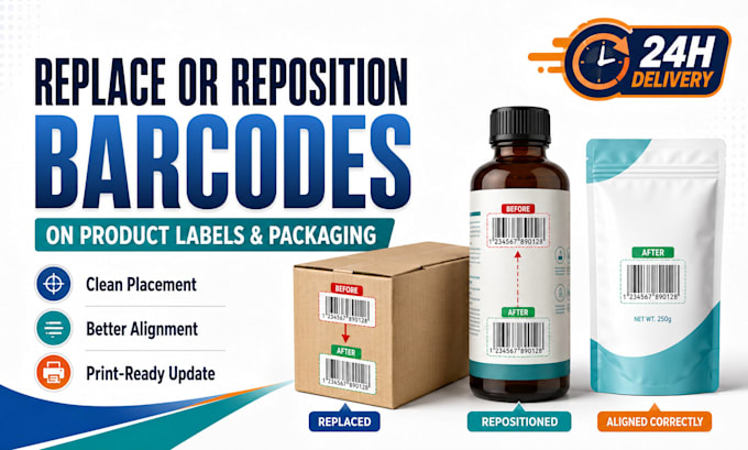 replace or reposition barcodes correctly on product labels and packaging