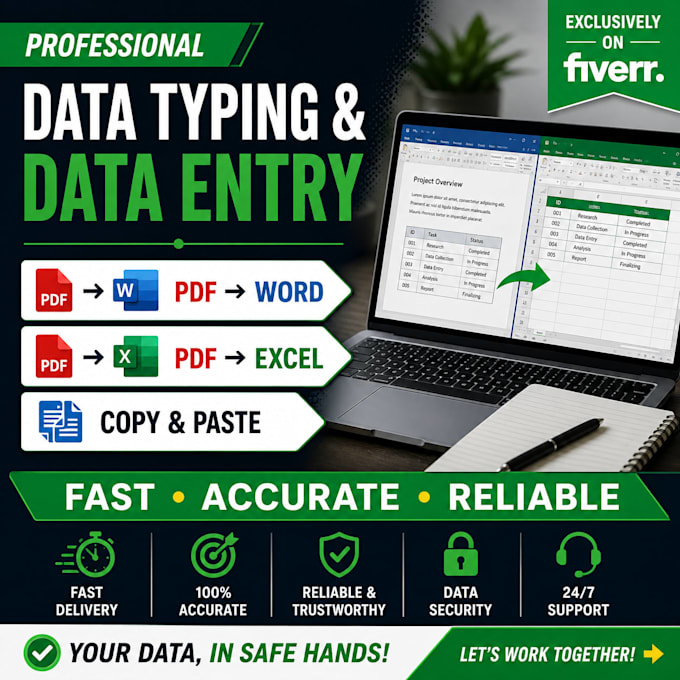 do data entry,copy paste,PDF to word and exel