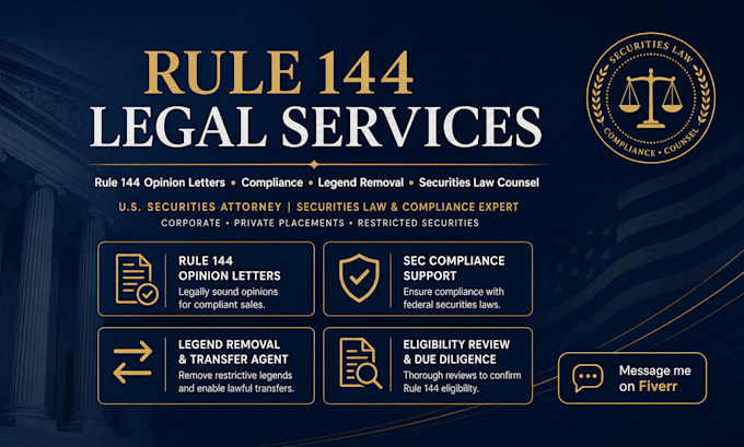 prepare a rule 144 opinion letter for restricted securities