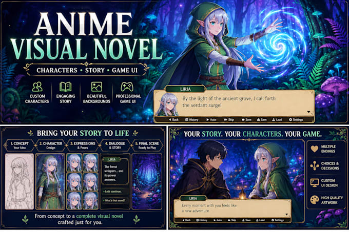 create an anime visual novel
