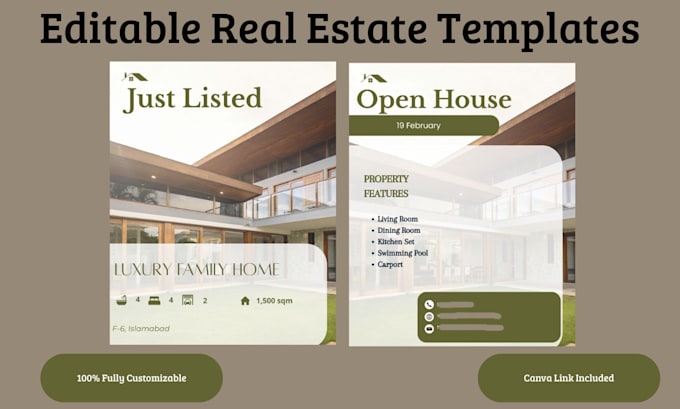 design cohesive real estate instagram post templates in canva