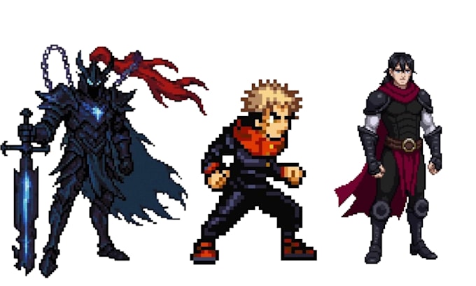 create pixel art character sprite sheet and game assets