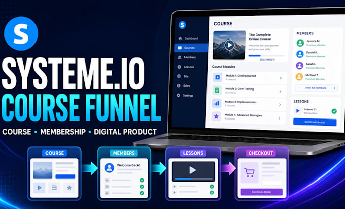 build a systeme io online course and membership funnel