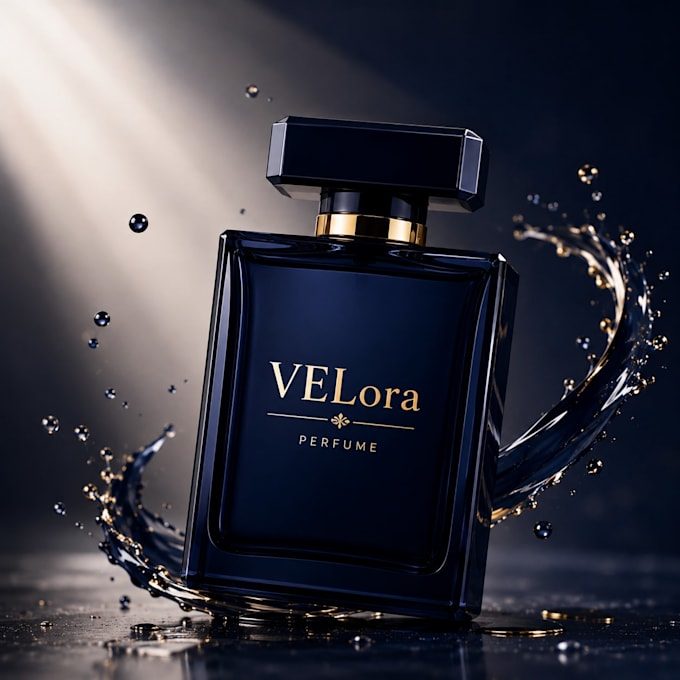 design a luxury perfume bottle and packaging mockup