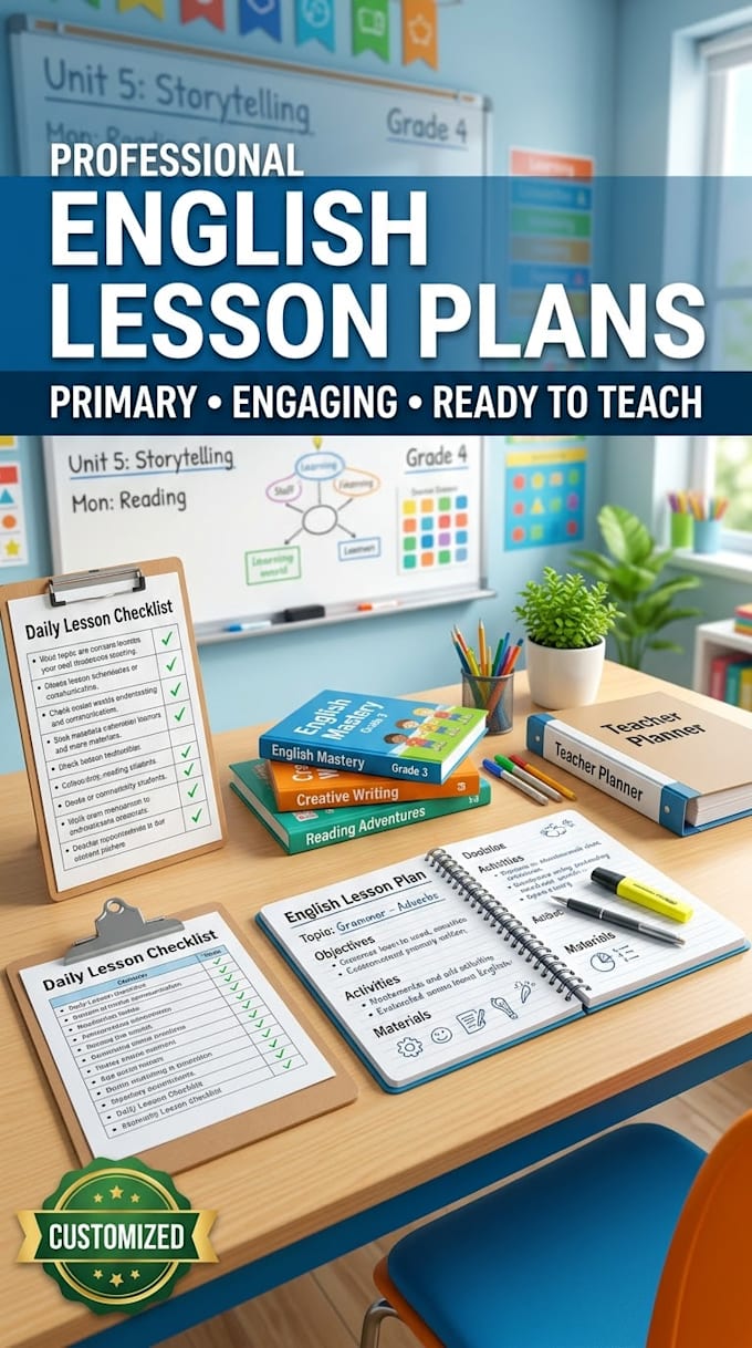 create professional english lesson plans for primary classes