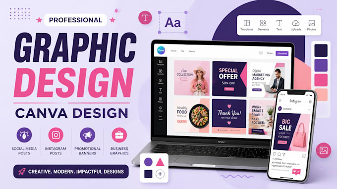 create custom canva designs for social media and business