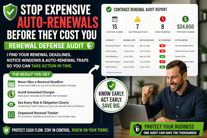 audit contract renewal notice deadlines auto renewal flags contract management