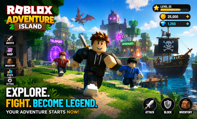 build a custom roblox game, roblox with luau scripting, systems, maps and UI