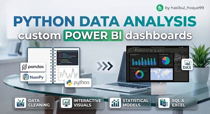 do python data analysis and custom power bi dashboard