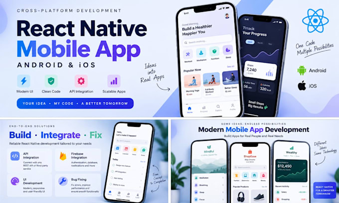 develop a react native mobile app for android and ios