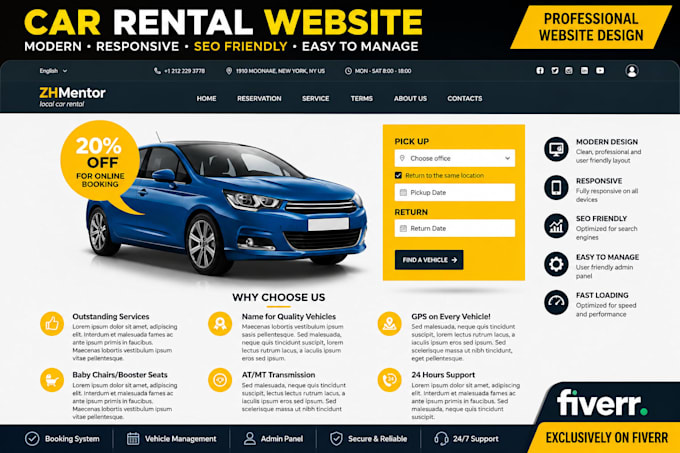design fully responsive car rental website