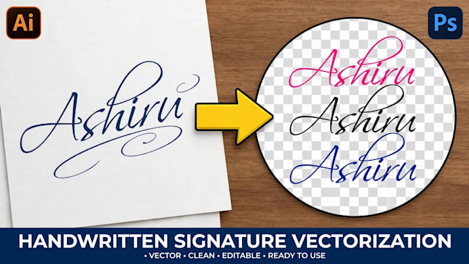 digital signature vectorize hand drawn handwriting signature logo vector tracing