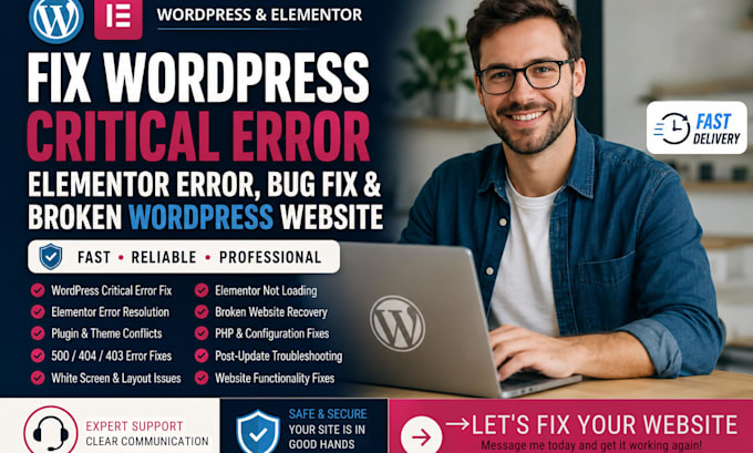 fix wordpress critical errors elementor bugs plugin conflicts and website issues