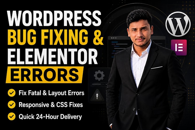fix wordpress bugs errors layout issues and elementor website
