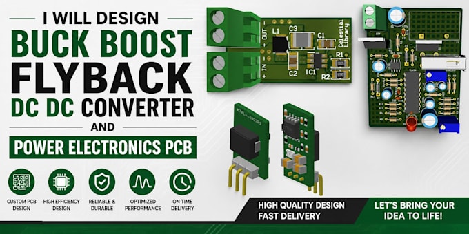 design buck boost flyback dc dc converter and power electronics pcb