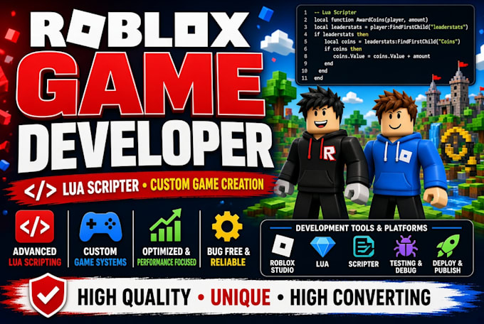 be your roblox game developer and lua scripter for custom game creation