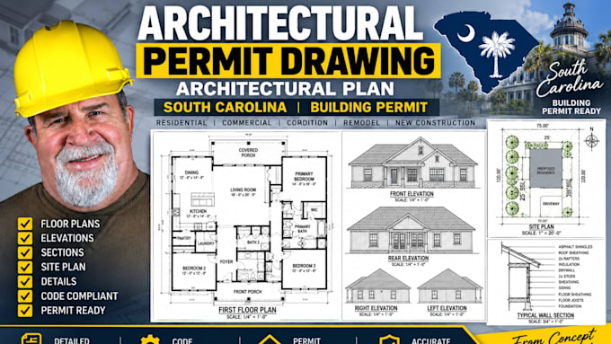 architectural permit drawing architectural plan south carolina building permit