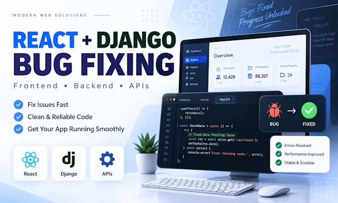 fix react django bugs and API errors