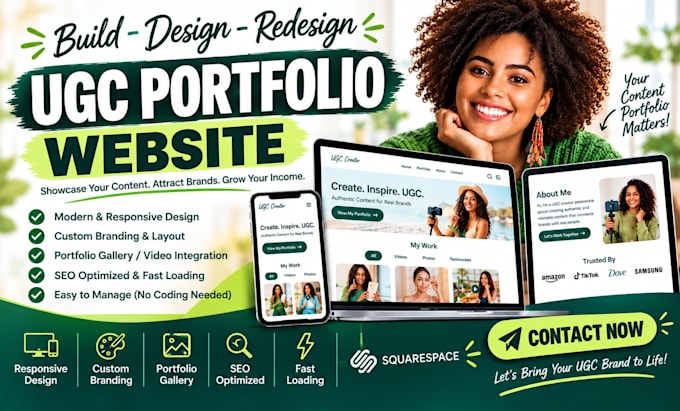 design a modern squarespace ugc portfolio website squarespace website redesign