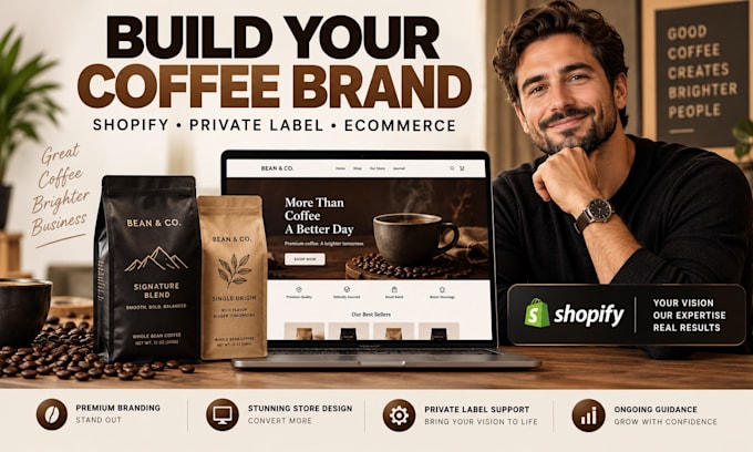 build coffee brand shopify store private label coffee website