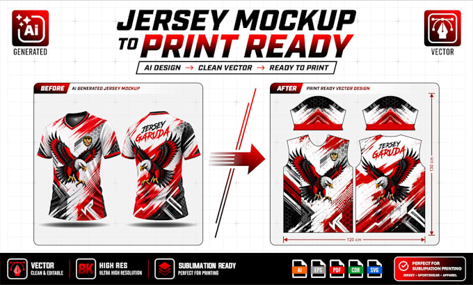 recreate your ai sports jersey into editable vector artwork
