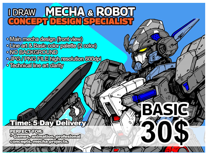 draw mecha and robots concept design