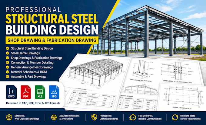 do structural steel building design, shop drawing, and fabrication drawing