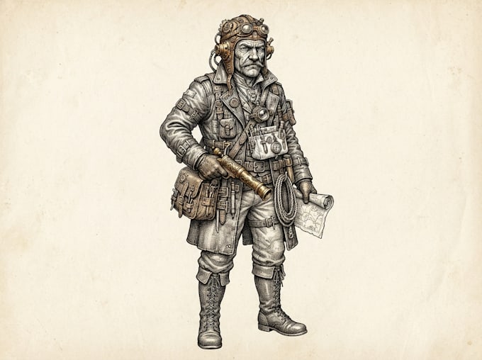 draw imaginary characters made by pen and ink