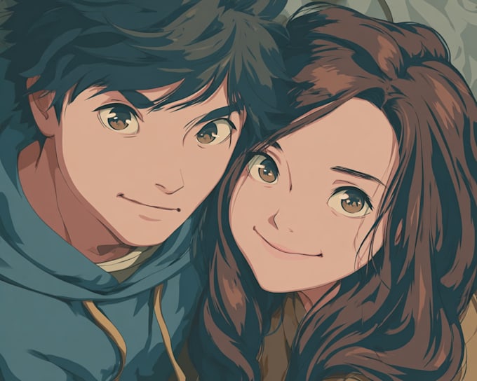 draw anime couple illustration