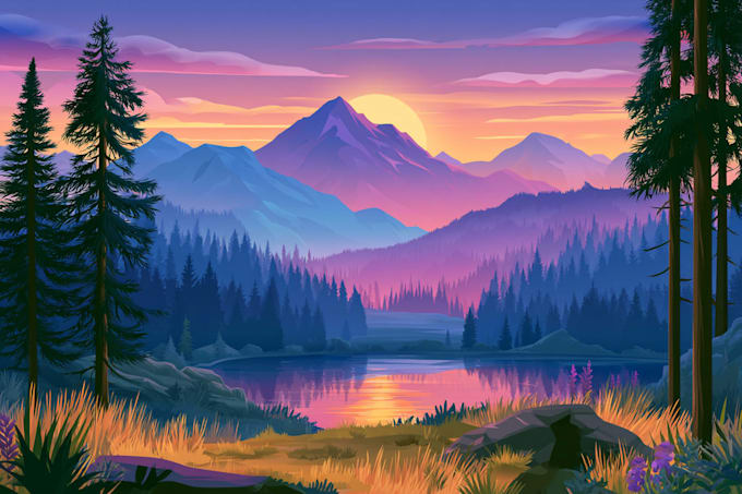 draw professional vector landscape illustration
