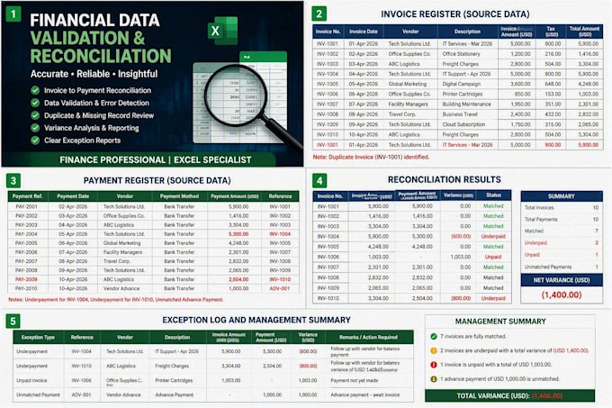 validate and reconcile financial data in excel