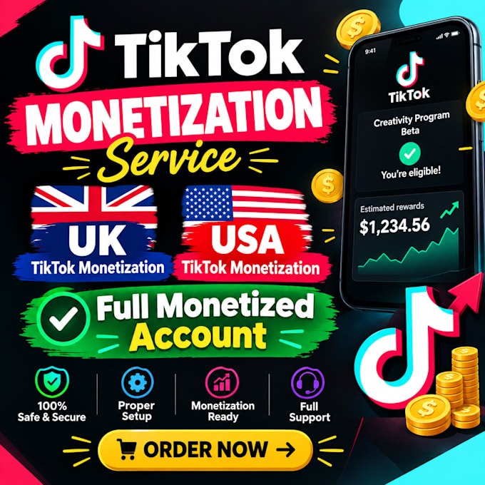 create UK, USA tiktok account creative rewardward program